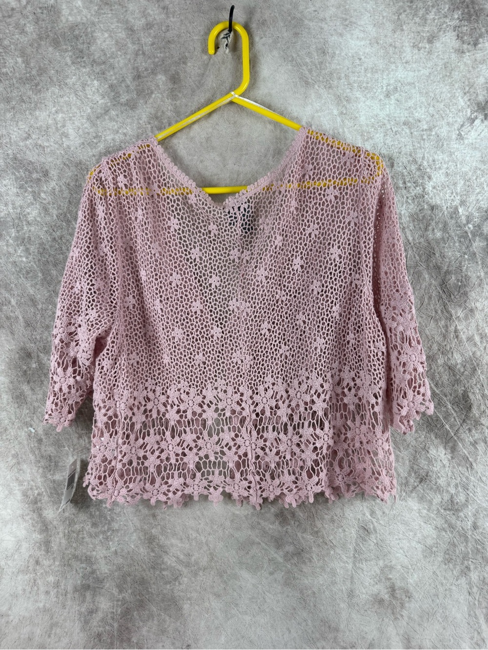 Rabbit Rabbit Rabbit Dusty Pink Crochet Open-Front Cardigan 1x - Picture 2 of 13